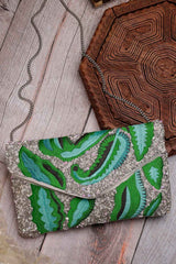 Green Botanical Embroidered Cotton Sling Bag