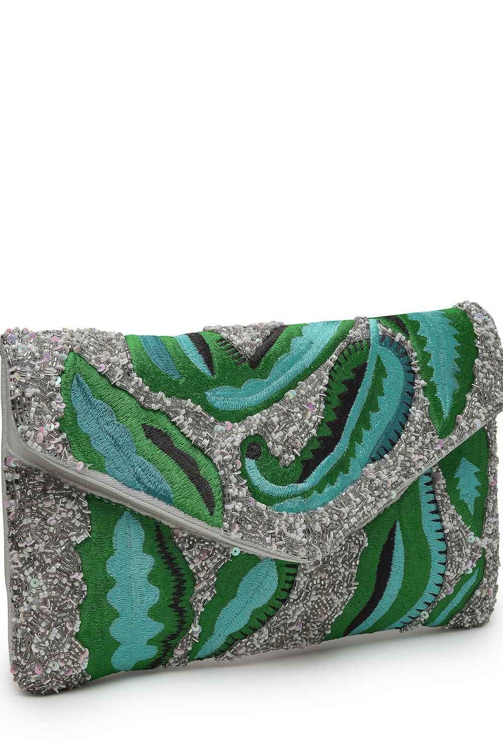 Green Botanical Embroidered Cotton Sling Bag