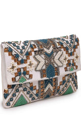 White Ethnic Motifs Embellished Cotton Sling Bag