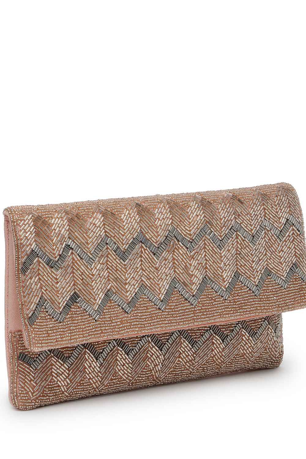 Pink Chevron Embellished Cotton Sling Bag