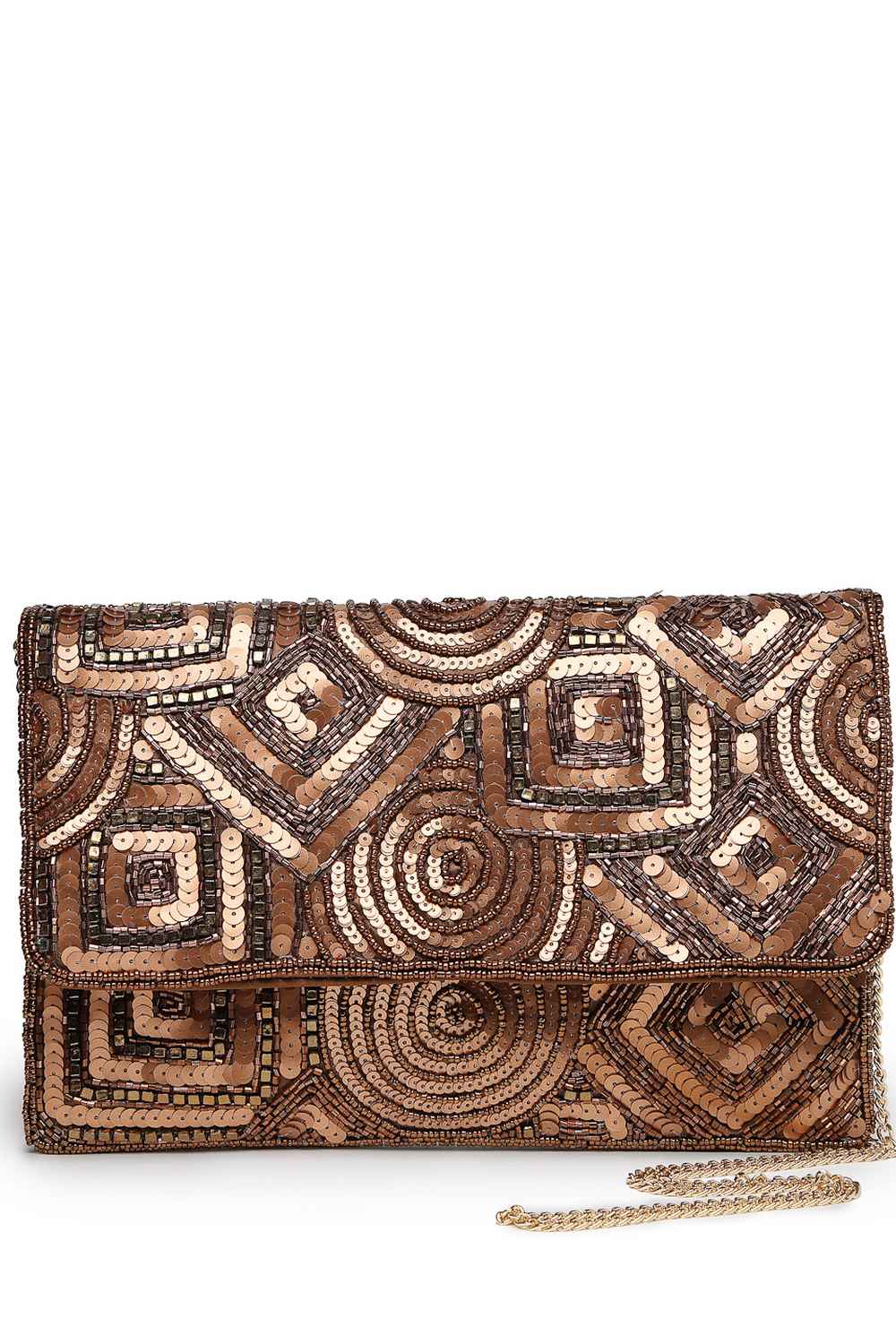 Brown Spectrum Embellished Satin Sling Bag