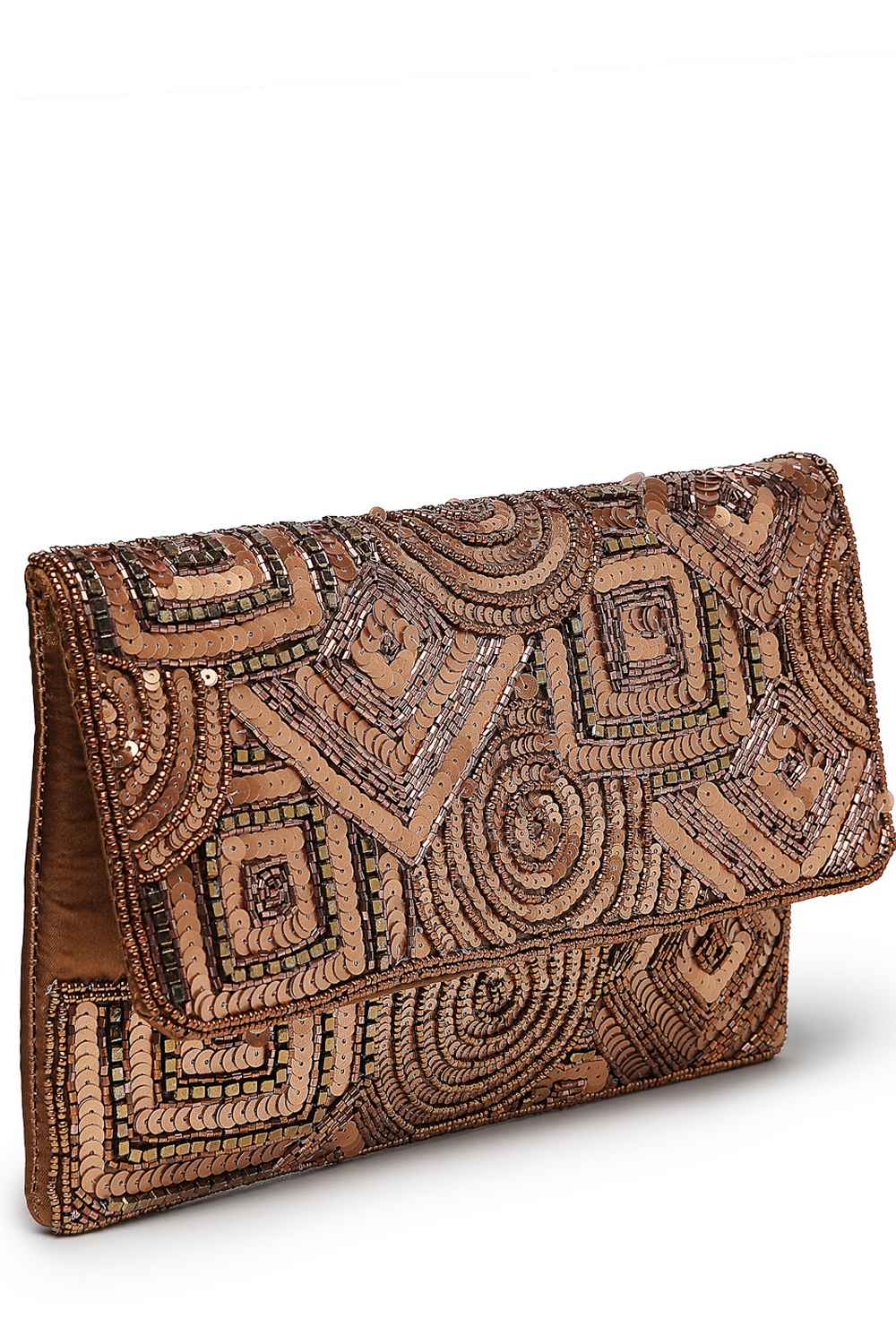 Brown Spectrum Embellished Satin Sling Bag