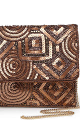 Brown Spectrum Embellished Satin Sling Bag