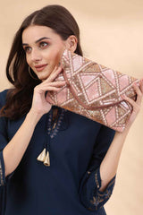 Pink Lane's Net Sequinned Cotton Sling Bag