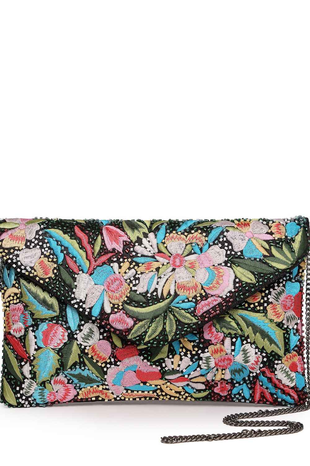 Multi-color Floral Embellished Satin Sling Bag