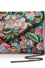 Multi-color Floral Embellished Satin Sling Bag