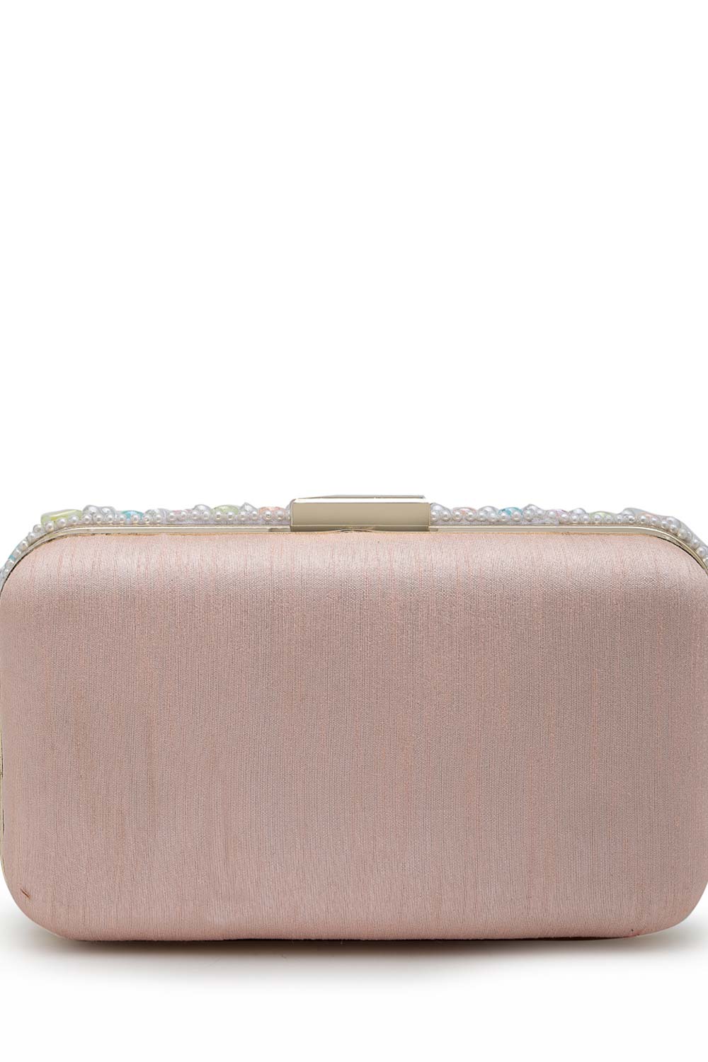 Adorn Pastel Multi Wave Embellished Faux Silk Clutch