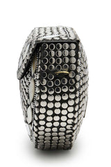 Mosaic Marble And Silver Mosaic Embellished Metal Clutch