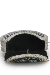 Mosaic Marble And Silver Mosaic Embellished Metal Clutch