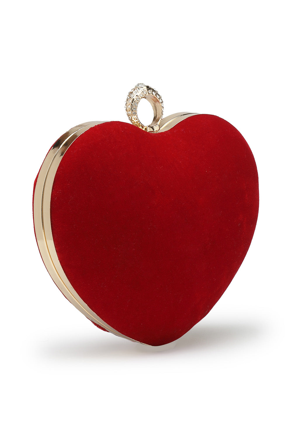 Red Heart Shaped Solid Velvet Clutch