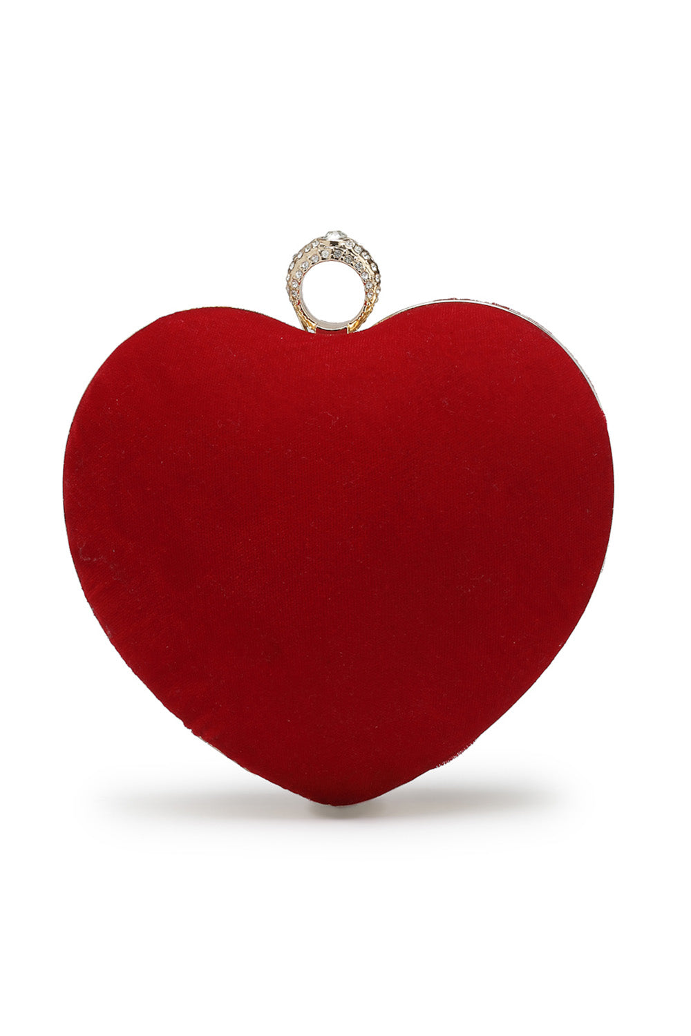 Red Heart Shaped Solid Velvet Clutch