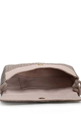 Coffer Dusky Pink Striped Embellished Faux Silk Clutch