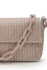 Coffer Dusky Pink Striped Embellished Faux Silk Clutch