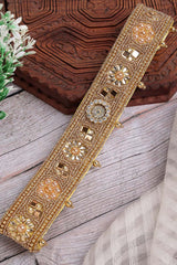 Gold Embellished Satin Belt