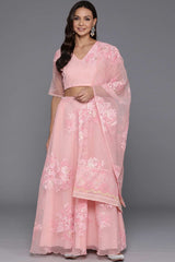 Pink Organza Gotta Patti Flared Lehenga Choli