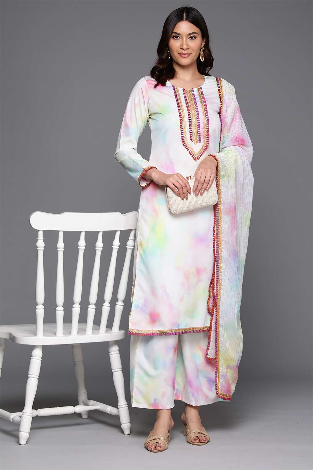 Multi Poly Crepe Printed Kurta Set