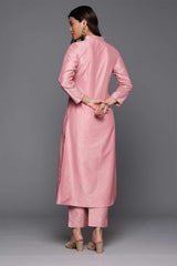 Pink Silk Blend Printed Kurta Set