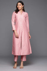 Pink Silk Blend Printed Kurta Set