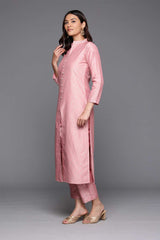 Pink Silk Blend Printed Kurta Set