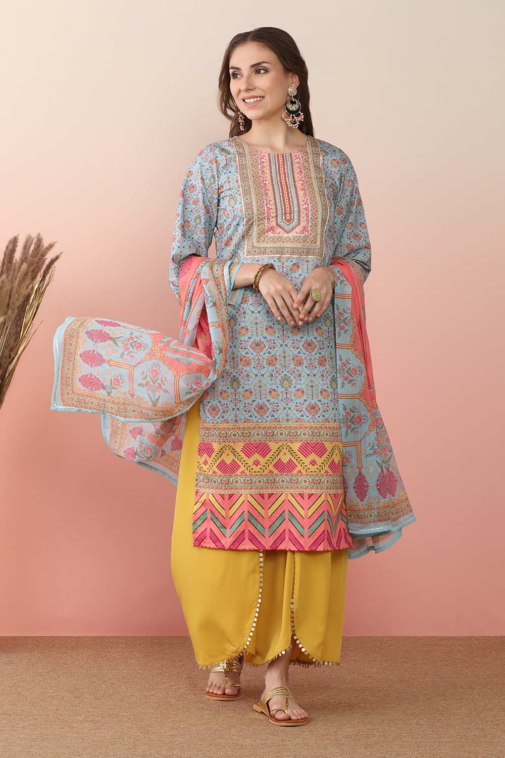 Multi Poly Crepe Printed Kurta Set