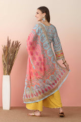 Multi Poly Crepe Printed Kurta Set