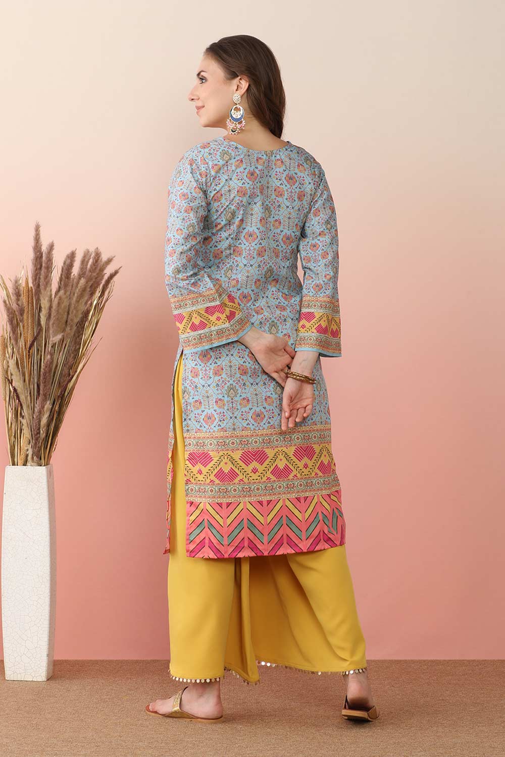 Multi Poly Crepe Printed Kurti Set