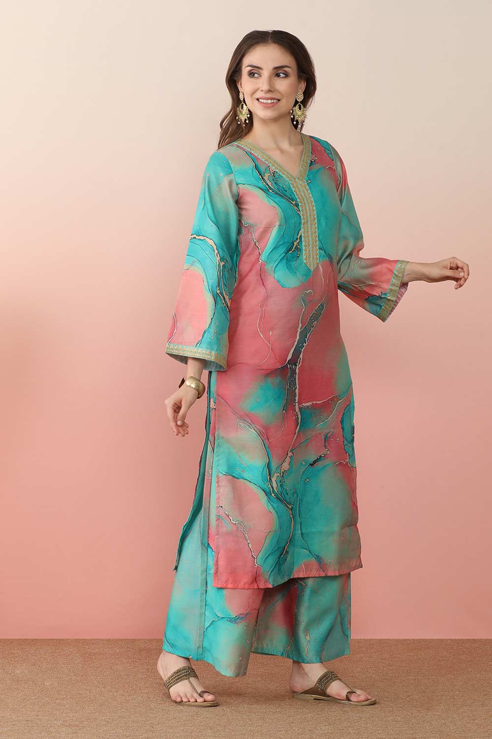 Multi Polyester Printed Kurti Set