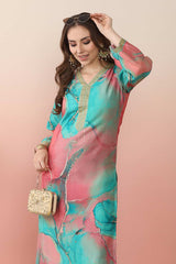 Multi Polyester Printed Kurti Set