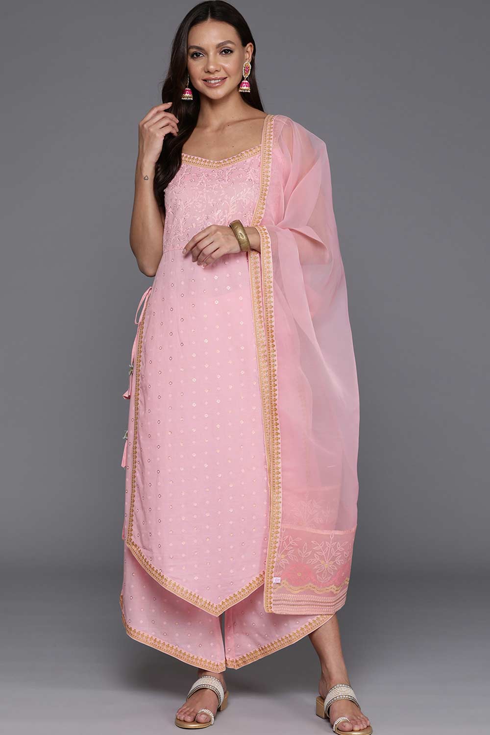 Pink Pure Cotton Printed Kurta Set