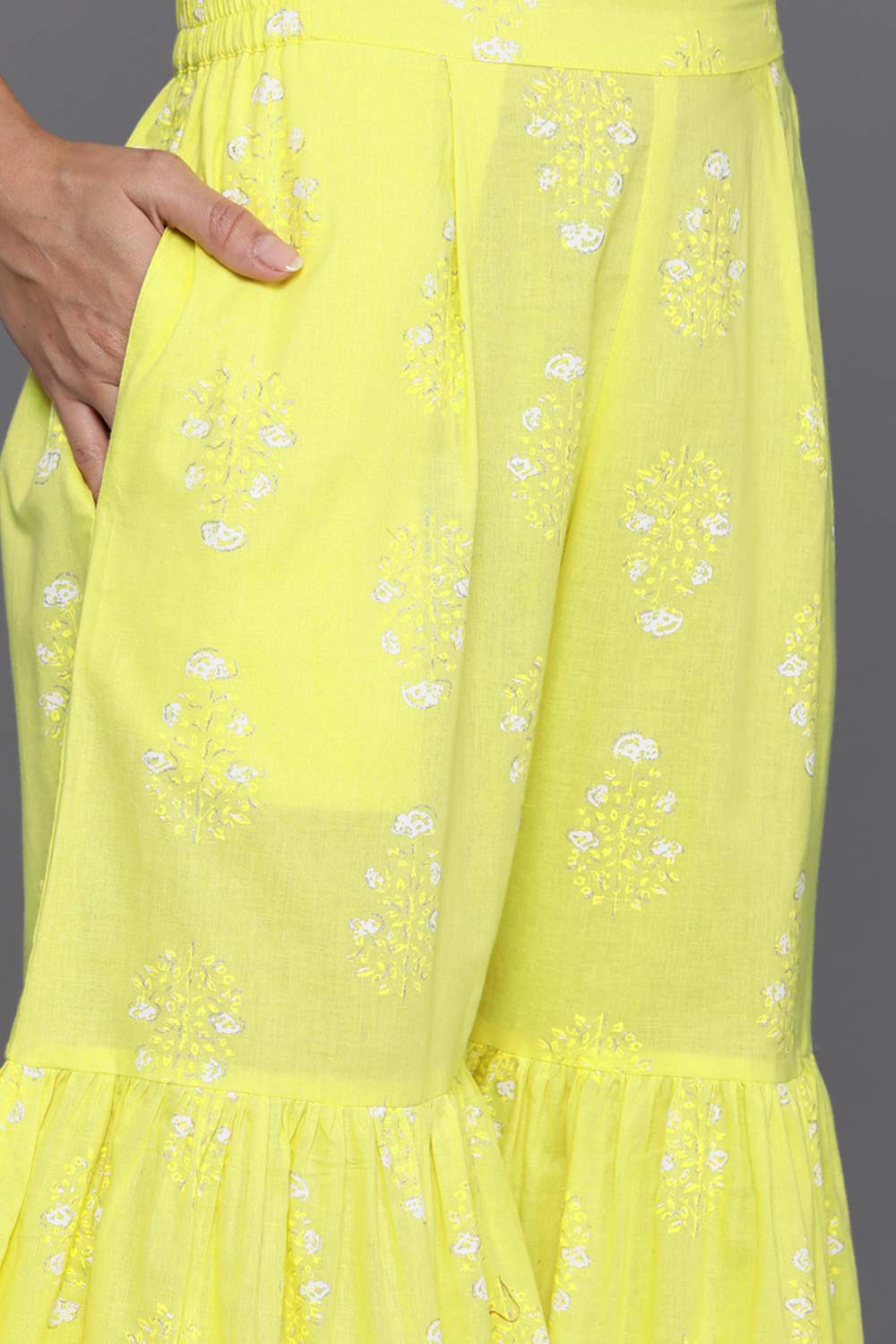 Yellow Pure Cotton Printed Kurta Set