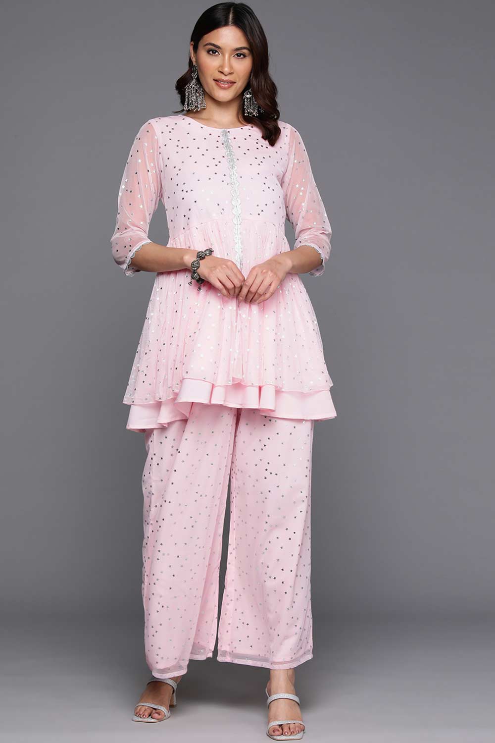 Pink Polyester Printed Co-Ord Set