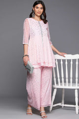 Pink Polyester Printed Co-Ords Set