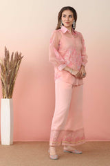 Pastel Pink Polyester Printed Co-Ords Set