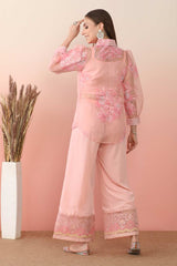 Pastel Pink Polyester Printed Co-Ords Set