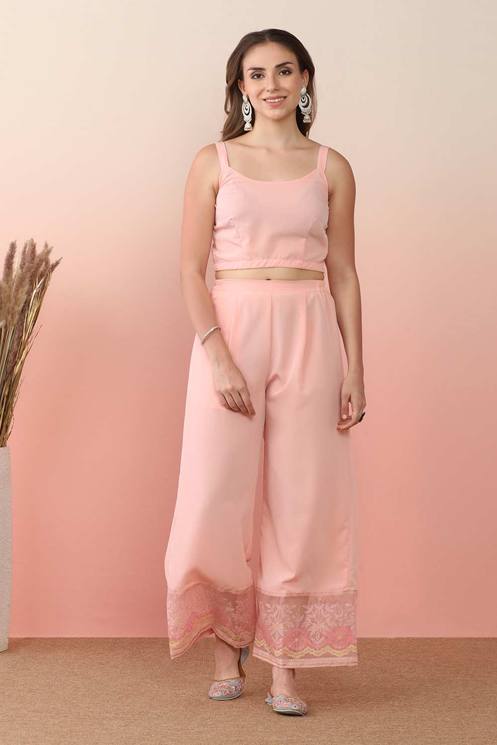 Pastel Pink Polyester Printed Co-Ords Set