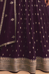 Purple Georgette Embroidered Anarkali Suit Set