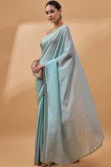 Blue Pure Chiffon Woven Saree