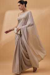 Peach Pure Chiffon Woven Saree