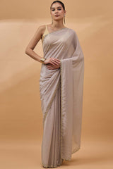 Peach Pure Chiffon Woven Saree