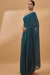 Blue Pure Georgette Woven Saree