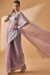 Purple Poly Chiffon Woven Saree