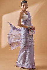 Purple Poly Chiffon Woven Saree