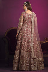 Onion Pink Net Embroidery Anarkali Suit