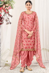 Light Pink Net Embroidery Salwar Suit