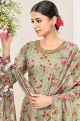 Light Green Net Embroidery Salwar Suit