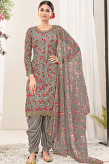 Grey Net Embroidery Salwar Suit