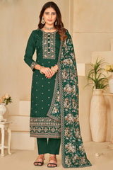 Green Silk Digital_Print Full Sleeve Round Neck Salwar Kameez