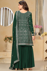 Green Georgette Embroidered Full Sleeve Round Neck Pakistani Salwar Kameez