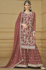 Gajri Faux Georgette Embroidery Sharara Suit