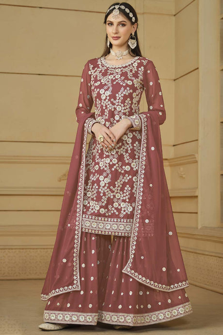 Gajri Faux Georgette Embroidery Sharara Suit